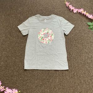 Gray Converse T-Shirt w/ Floral Detailing